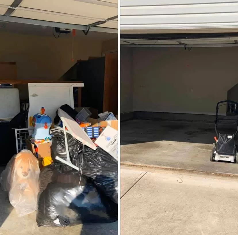 Before and after junk removal service in North Georgia, Atlanta